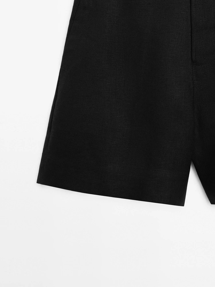 100% linen short Bermuda shorts