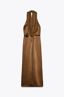SATIN EFFECT HALTER MIDI DRESS