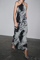 BEADED TIE-DYE HALTER DRESS