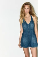TRF HALTER DENIM JUMPSUIT