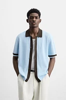CONTRAST KNIT SHIRT