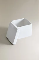 WHITE EARTHENWARE BATHROOM STORAGE JAR