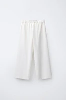 EMBROIDERED LINEN-BLEND PANTS