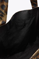 ANIMAL PRINT TWILL MAXI TOTE BAG