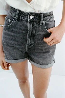 TRF HIGH-WAISTED MOM FIT DENIM SHORTS