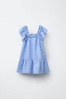 100% LINEN DRESS WITH RUFFLES
