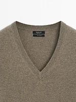 Pull en maille 100 % cachemire à col V