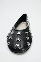 STUDDED LEATHER BALLET FLATS