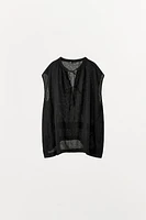 BLOUSE EN LIN 100 % À NŒUDS