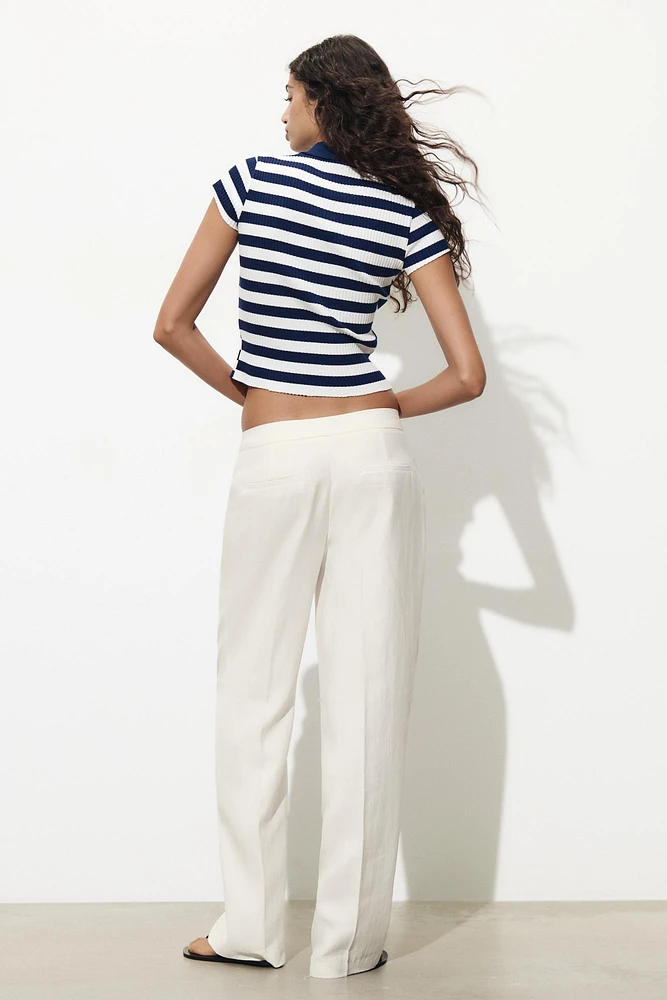 STRIPED RIBBED POLO SHIRT