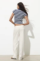 STRIPED RIBBED POLO SHIRT