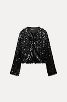 FRINGED SEQUIN BEADED JACKET