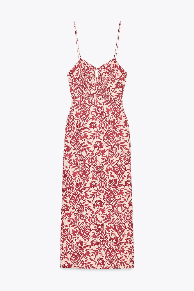 PRINTED RUSTIC MIDI DRESS