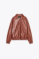 FAUX LEATHER BOMBER JACKET