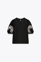 TOP BRODÉ MÉLANGE DE LIN ZW COLLECTION