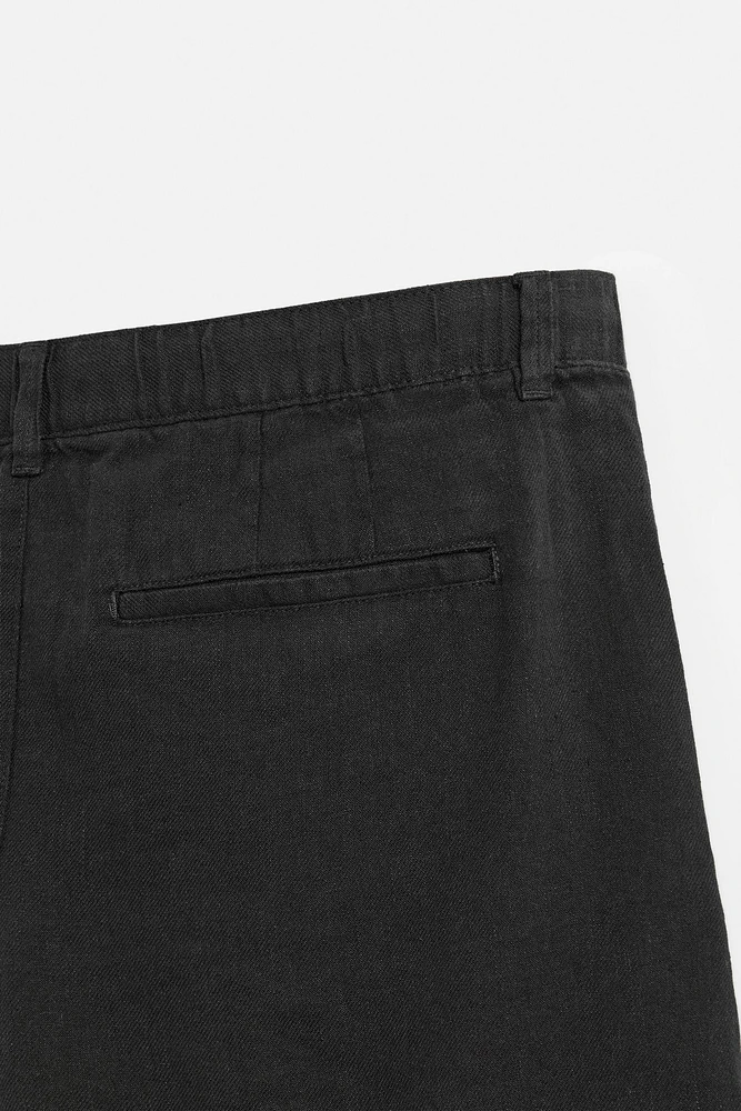 COTTON - LINEN BERMUDA SHORTS