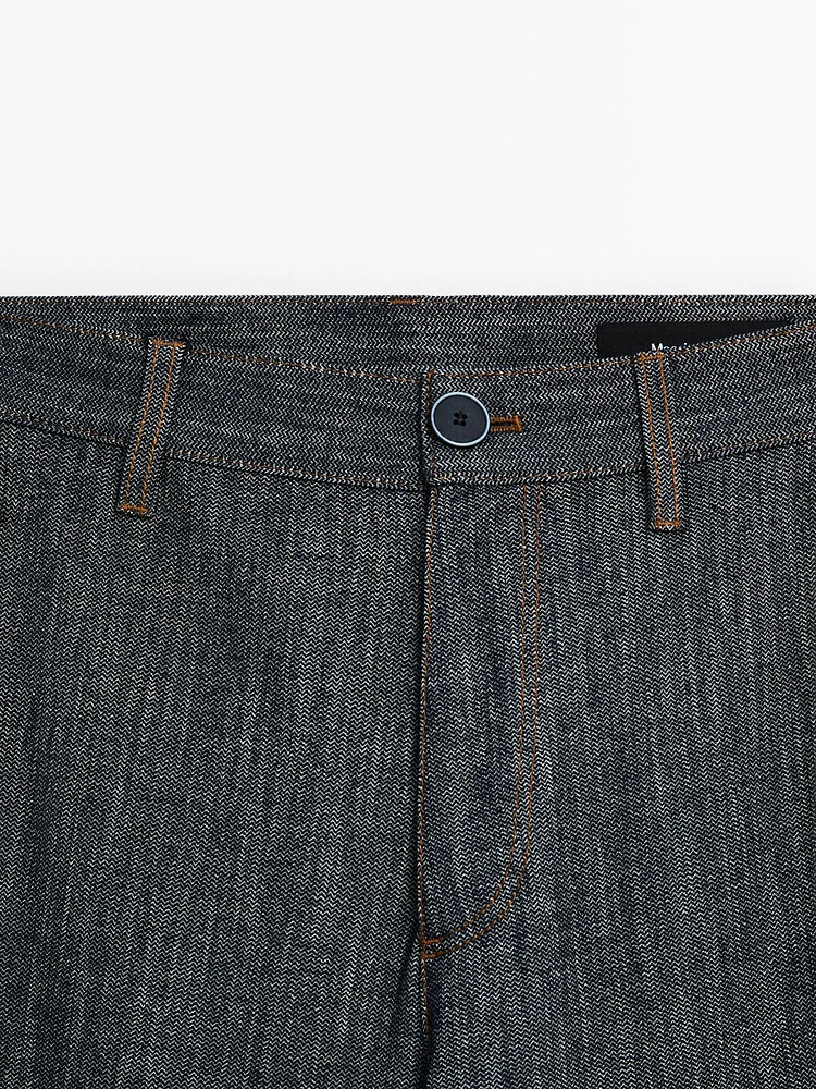 Cotton blend denim trousers