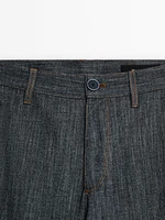 Cotton blend denim trousers