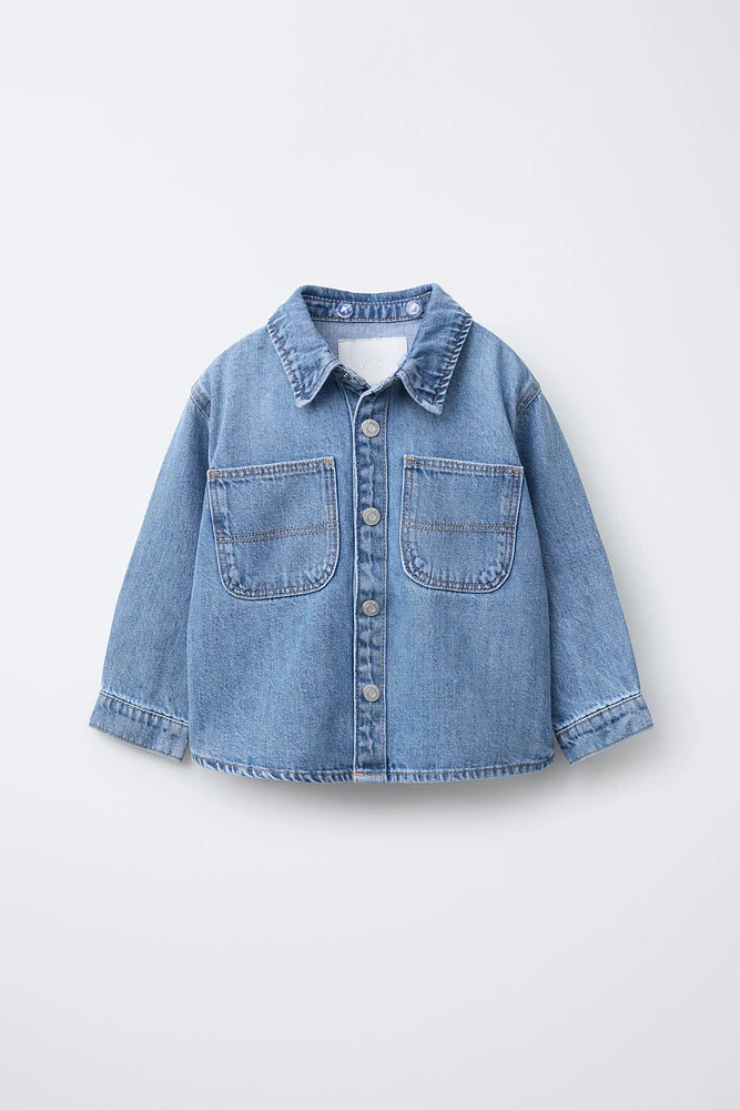 SURCHEMISE EN DENIM CAPUCHE AMOVIBLE