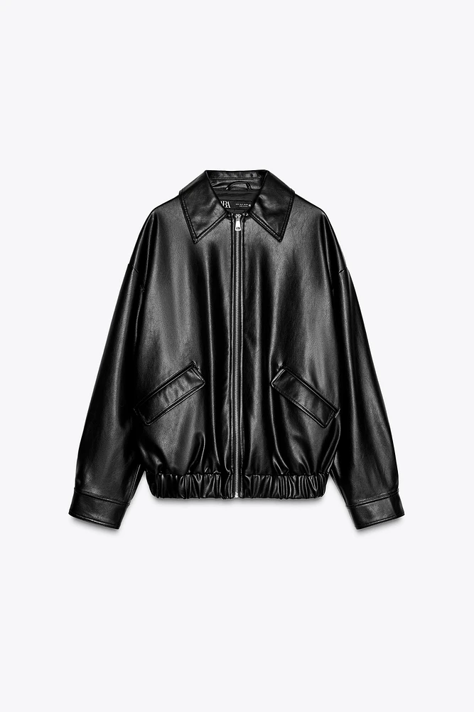 FAUX LEATHER OVERSIZED JACKET