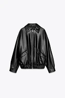 FAUX LEATHER OVERSIZED JACKET