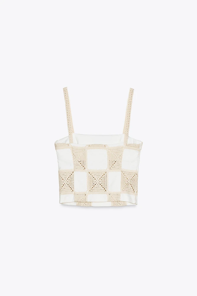 INTERLOCK PATCHWORK CROCHET TOP
