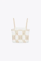 INTERLOCK PATCHWORK CROCHET TOP