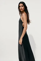 SATIN MIDI DRESS WITH CRISS-CROSS STRAPS