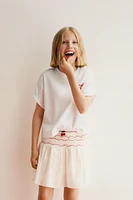 JUPE-SHORT BRODÉE CERISES