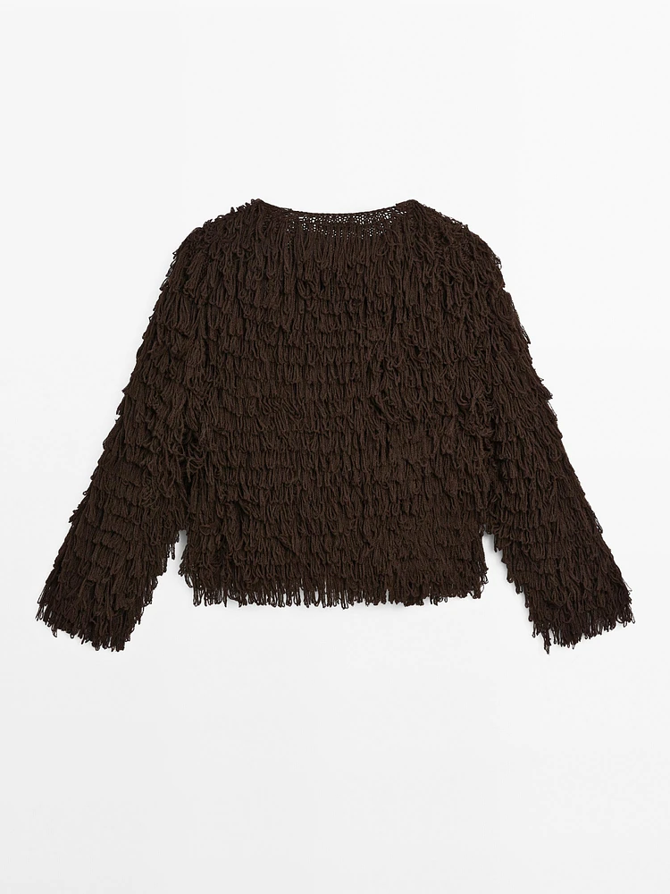 Knit cardigan with fringing - Studio