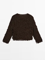 Knit cardigan with fringing - Studio