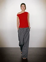 Draped cotton top with knot detail