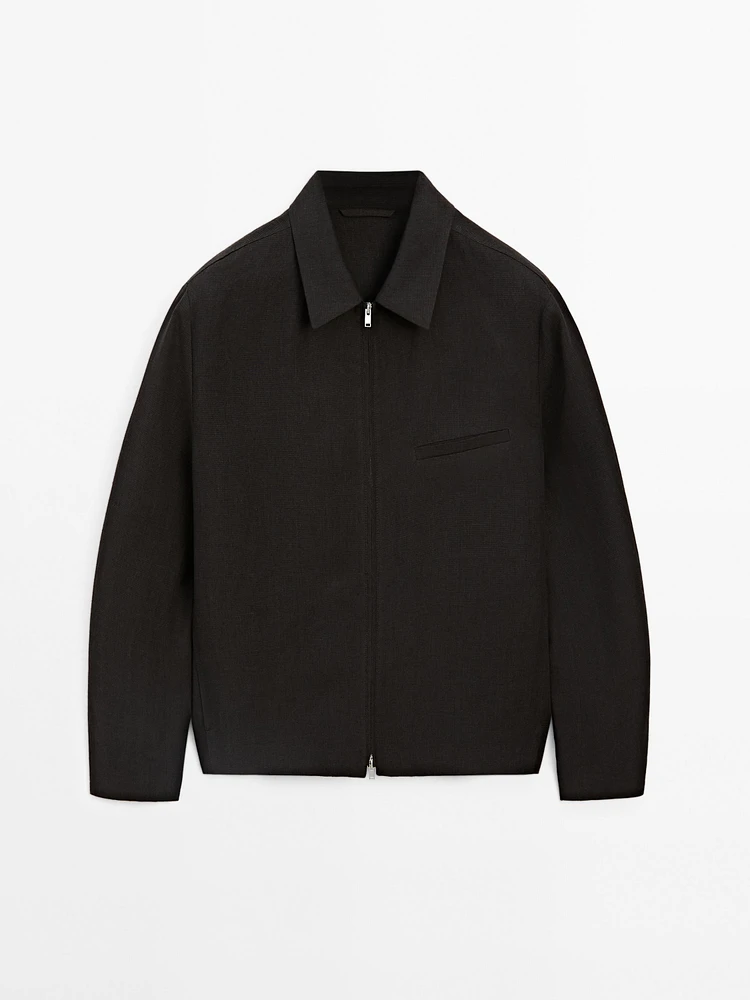 100% linen houndstooth jacket