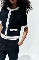 PANTALON DROIT TAILLE CONTRASTÉE