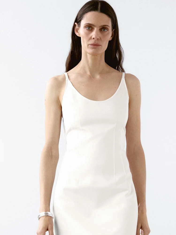 Robe midi à bretelles en coton mélangé
