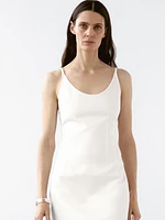 Robe midi à bretelles en coton mélangé