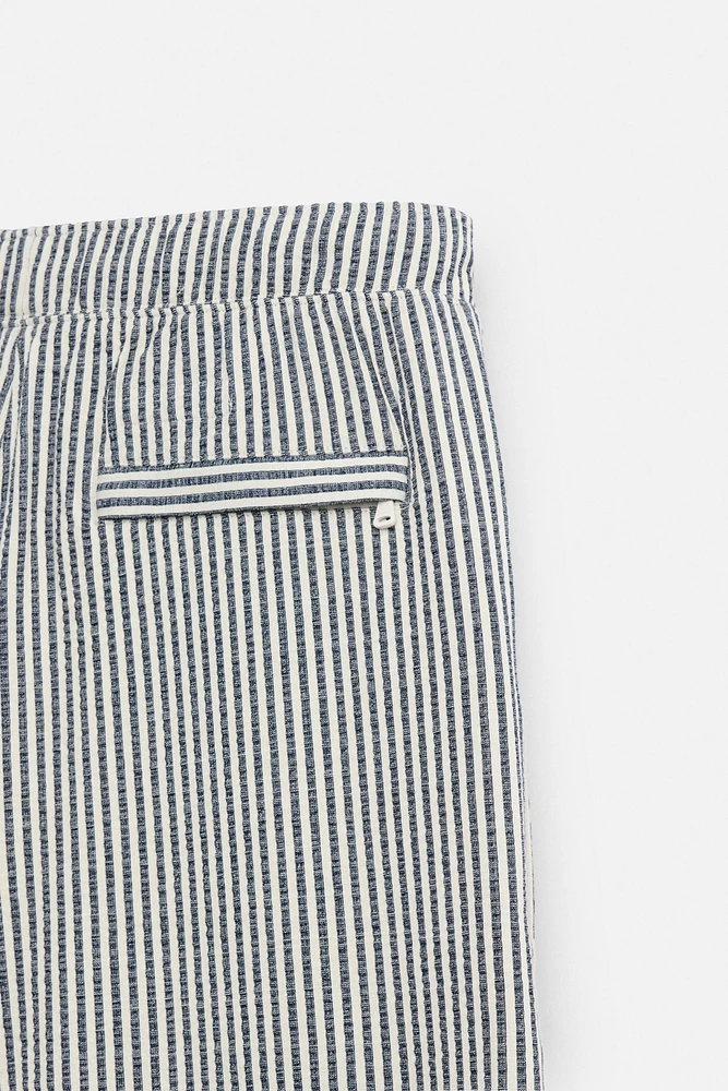 RELAXED FIT SEERSUCKER PANTS