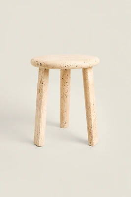 ROUND TRAVERTINE MINI SIDE TABLE