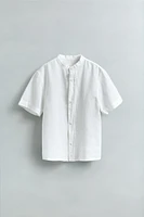 CHEMISE EN COTON ET LIN COL MAO