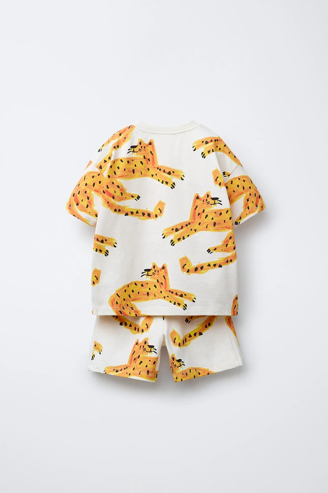 TIGER T-SHIRT AND BERMUDA JOGGING SET