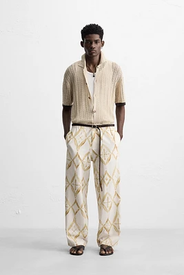 GEOMETRIC PRINT RELAXED FIT PANTS