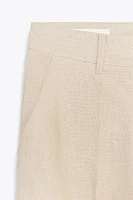 LINEN BLEND STRAIGHT PANTS