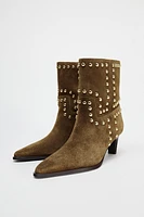 SUEDE STUDDED ANKLE BOOTS