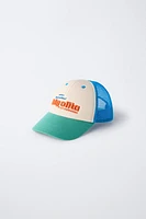 RAISED TEXT TRUCKER HAT