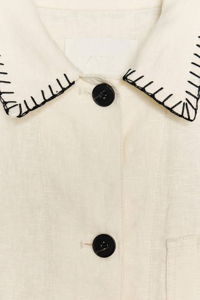EMBROIDERED LINEN OVERSHIRT ZW COLLECTION