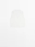 Veste sans manches brodée 100 % coton