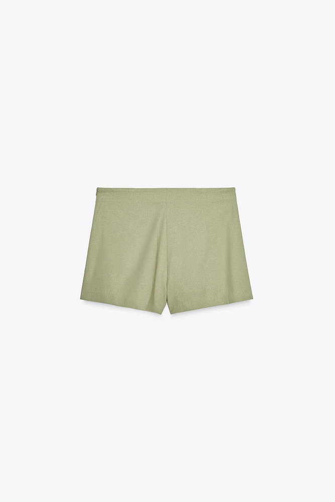 JUPE-CULOTTE À PLIS EN LIN
