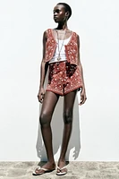 EMBROIDERED MIRROR SHORTS
