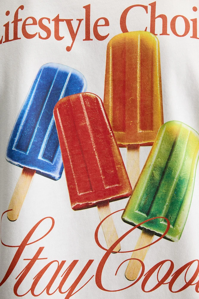 T-SHIRT IMPRIMÉ EN MATIÈRES VARIÉES