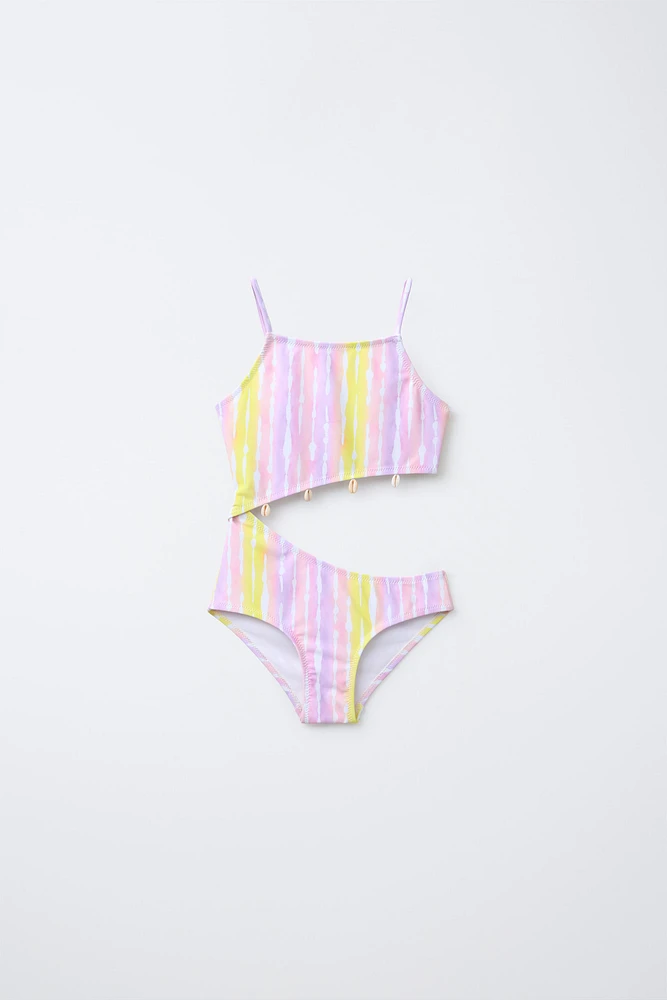 6-14 ANS/ MAILLOT DE BAIN TIE DYE COQUILLAGES CUT OUT